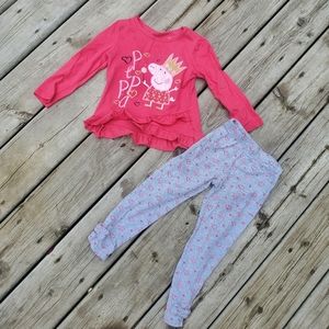 💥3 for $15💥Girls Peppa Pig 2 piece set Long sleeve tee/leggings 4t